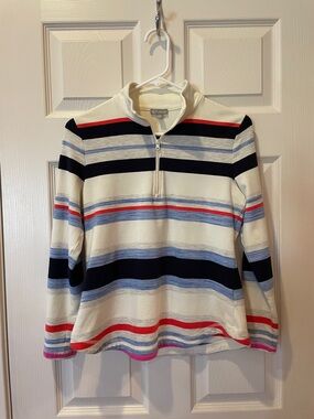 T by Talbots Quarter-Zip Stripe Pullover size SP